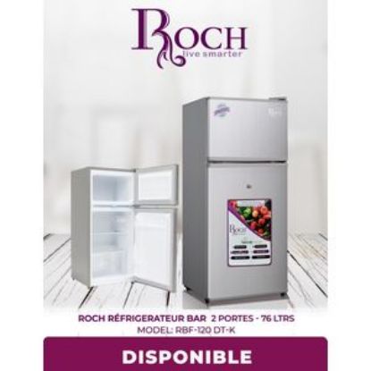 Image de Roch Réfrigérateur Bar 76 Litres - 2 Portes - RBF-110DT-K - Gris